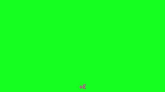 Bright pink symbol on vibrant green background. Bold design features plus sign and pound sign. Ideal for financial, currency, or economic themes. Clear, modern look enhances visual impact