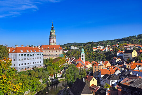 Panoramic View of Česk&yacute; Krumlov Castle and Historic Town Center