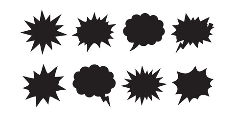 Set of black comic book speech bubbles and starburst explosion shapes for graphic design ©  creative  marlia