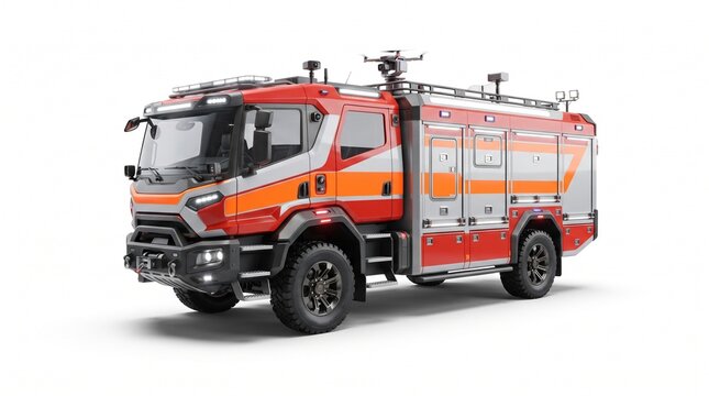 Advanced emergency rescue truck with futuristic