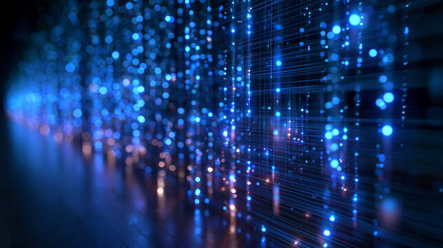 Fiber Optic Lights Creating Futuristic Digital Network Background
