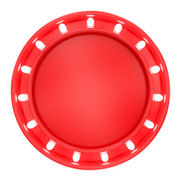 Red round plastic tray top view