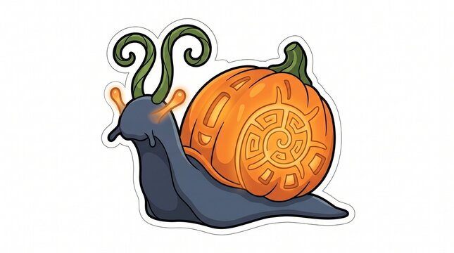 Original Pumpkin Snail Chimera Mythical Creature Halloween Vector Clipart