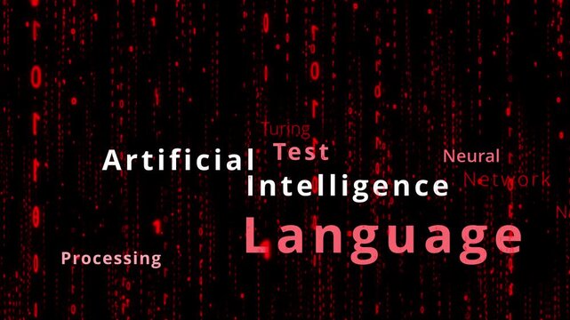 Dangers of Artificial Intelligence tag cloud and word cloud with artificial intelligence terms like neural networks, conversational, agentic ai, ai threats or AI rules over humanity to show ai threats