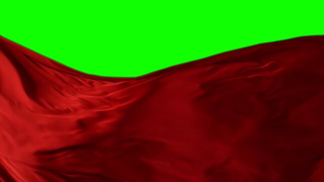 Luxury Red Fabric Waving on Green Screen in Super Slow Motion at 1000 fps.