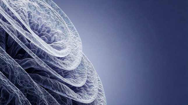 Mucosal protection layers form luminous dual barrier against soft indigo background