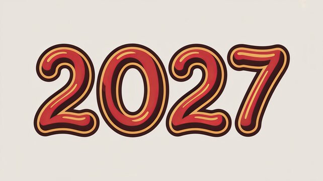 Bold year number twenty twenty seven in retro style design with large retro styled seven prominently