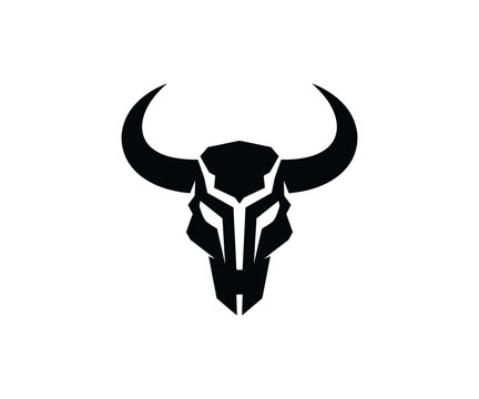 Bull Skull Silhouette - Longhorn Horns Tribal Vector