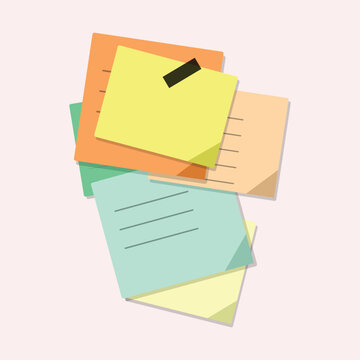 Stacked colorful sticky notes with a clip