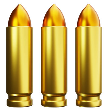 Golden Bullets Ammunition 3D Illustrations