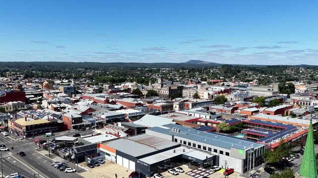 Ballarat city downtown streets and squares in Victoria, Australia &ndash; aerial view.