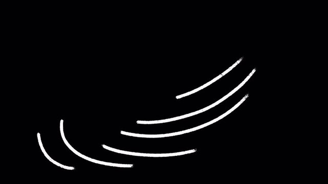 Hand Drawn White Chalk Wind Lines Breeze Gust Motion Graphic Animation Overlay