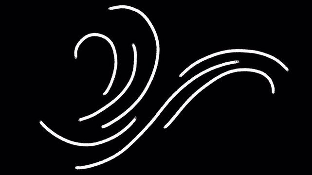 Hand Drawn White Chalk Wind Lines Breeze Gust Motion Graphic Animation Overlay