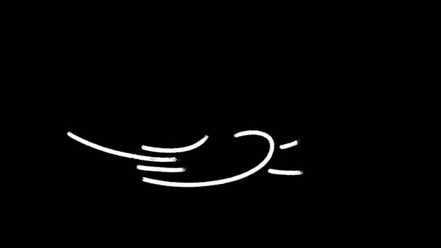 Hand Drawn White Chalk Wind Lines Breeze Gust Motion Graphic Animation Overlay