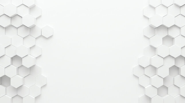White hexagonal grid background with central copy space for commercial design
