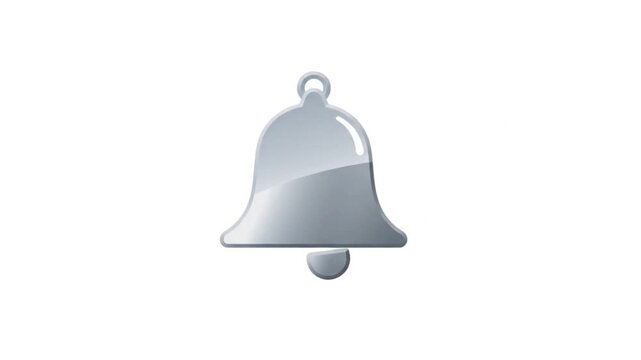 A shiny silver bell icon isolated on a clean white background.