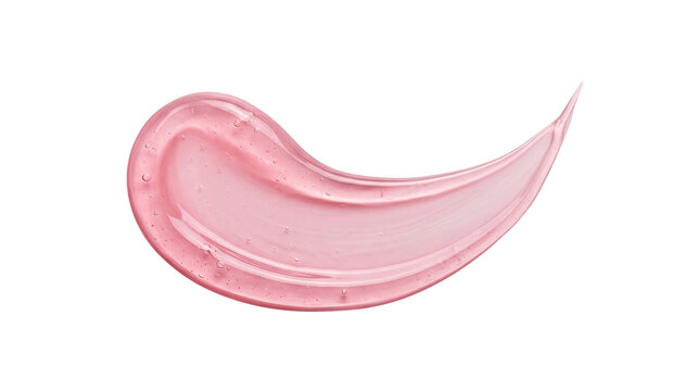 A single curved smear of soft pink cosmetic cream or makeup product showing texture and brush strokes isolated on transparent background for beauty design