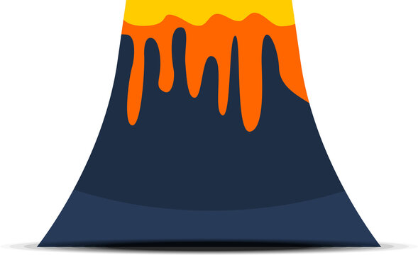 Active volcano mountain with flowing hot orange lava and yellow magma