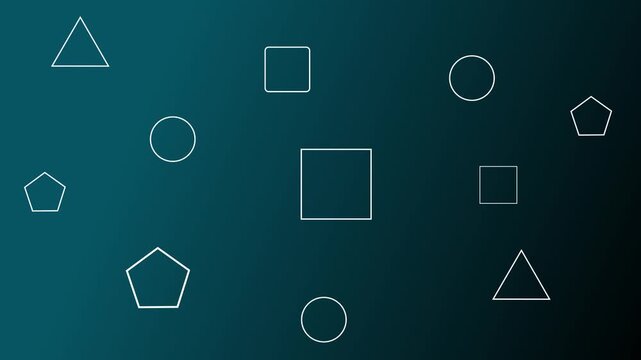 Geometric shapes animation displays minimalist polygons on dark. Clean vector design perspectives shift across geometric shapes. Abstract technology depth defines shapes.