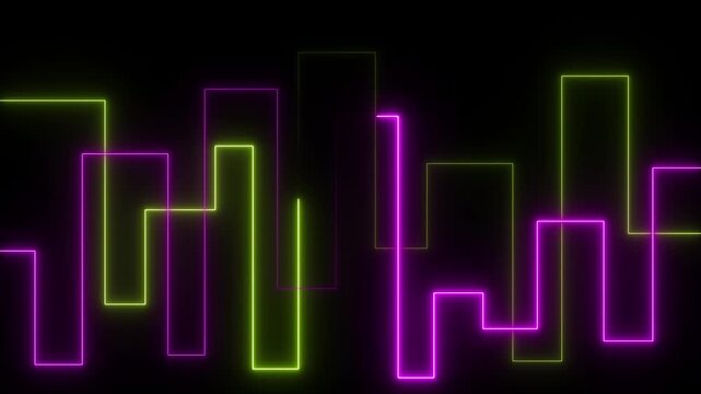Geometric lines animation displays intersecting vector angles on dark. Abstract graphic design perspectives shape geometric lines. Tech visual motion animates geometric lines.