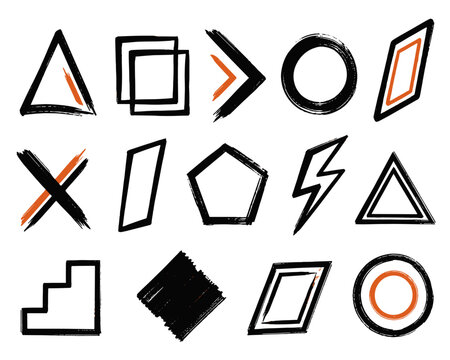 Black and orange hand drawn geometric shapes