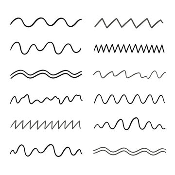 Gray hand drawn wavy and zigzag lines