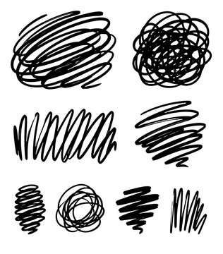 Black pen scribble tangles and zigzags