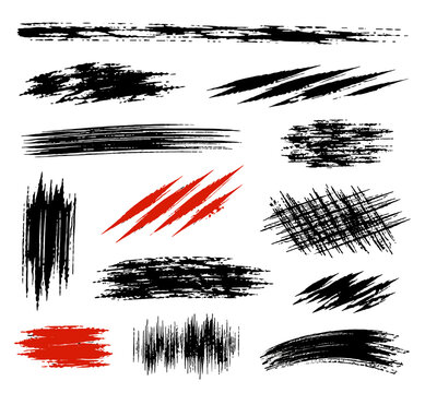Black and red grunge scratch brush strokes