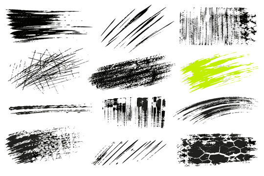 Black and lime grunge brush textures and scratches