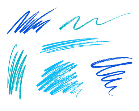 Blue and cyan pencil scribbles and hatching