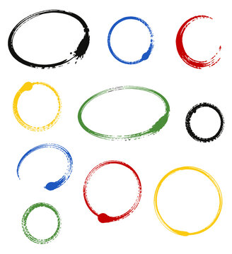 Colorful brush circles and ovals
