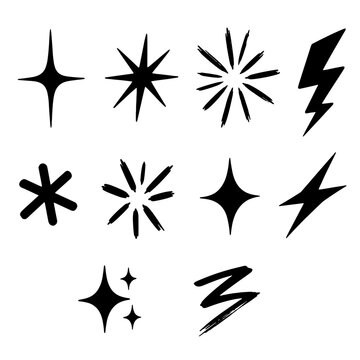 Black sparkles starbursts and lightning bolts