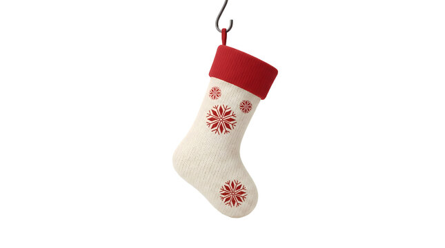 White Snowflake Pattern Christmas Stocking Illustration