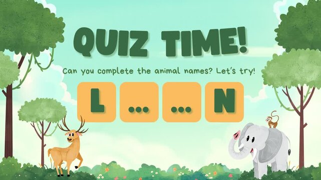 Quiz Time Animated Banner Text for Educational Videos