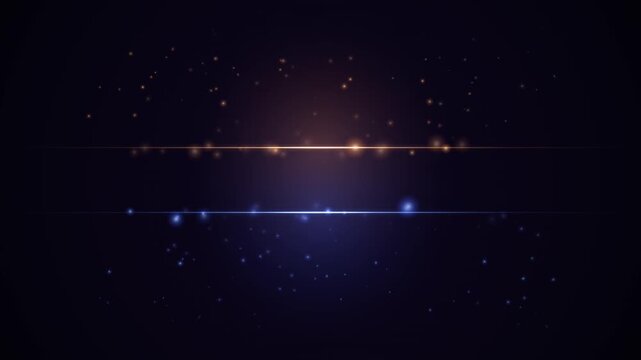 Abstract Motion Background with Glowing Horizontal Lines and Floating Particles in Dark Space Scene