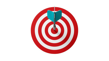 Blue dart hitting bullseye on red and white target, isolated on transparent background © pnghub