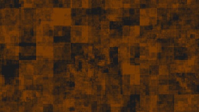 Mosaic pattern animation shifts with textured grunge blocks on dark. Abstract geometric square matrix perspectives define mosaic pattern. Design depth fills mosaic pattern.