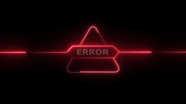 Error triangle animation flashes warning text and horizontal light streaks. Critical system malfunction alerts trigger on error triangle animation. Notices display on triangle.