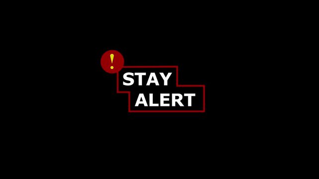 Warning sign animation displays an outlined caution triangle on black. Critical system security danger alerts trigger on warning sign animation. Alerts display on warning sign.