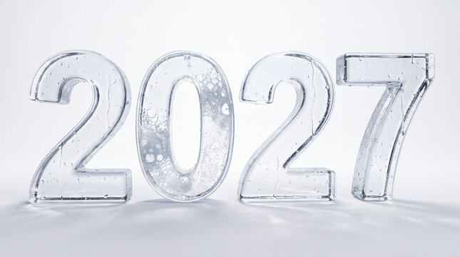 Clear glass numbers two thousand twenty seven adorned with rich soapy lather and bubbles on a pristine white surface. Professional cleaning service, housekeeping.