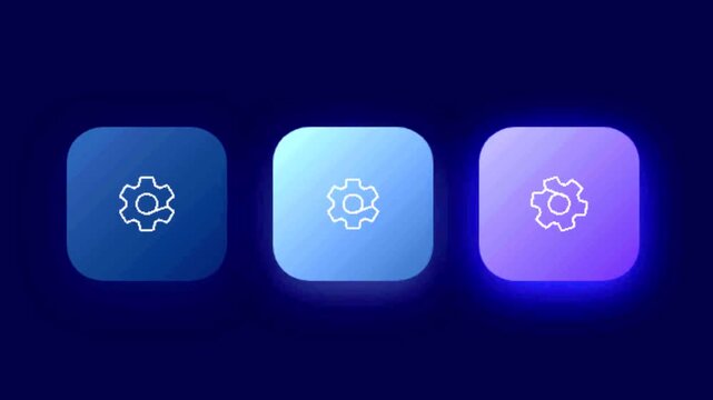 Abstract UI Icons animated with futuristic glow and smooth zoom in dark background
