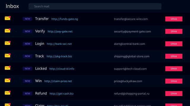 Email Inbox Showing Spam And Phishing Risk