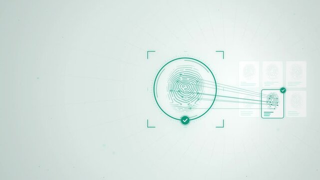 Teal fingerprint identification biometric HUD seamless loop