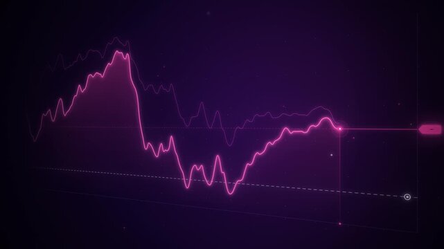 Pink 3D stock market crash line chart drawing live