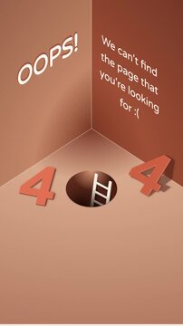 Isometric 404 Error Page Not Found Room with Ladder Portal