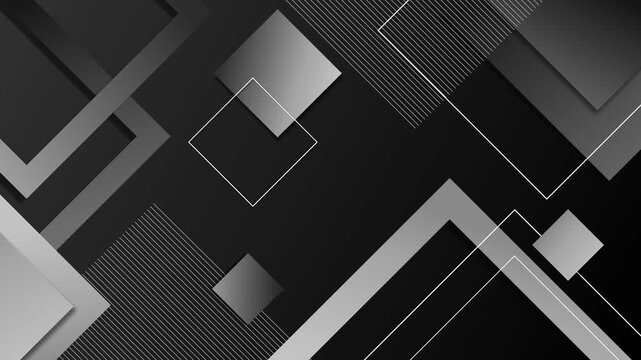 Abstract background with overlapping geometric squares and angled lines animation