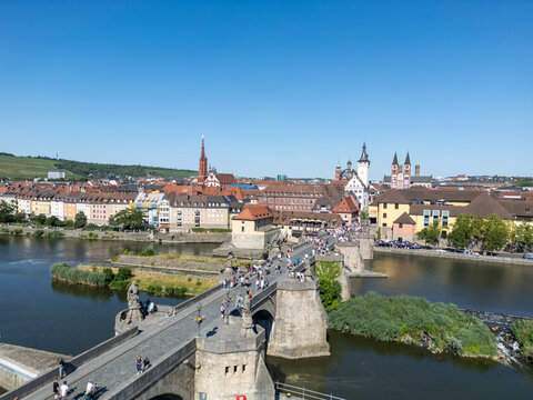 Aerial View of W&uuml;rzburg Old Town in Bavaria Germany