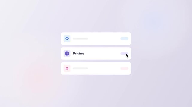 Digital user interface elements with pricing selection menu on modern clean website design.
