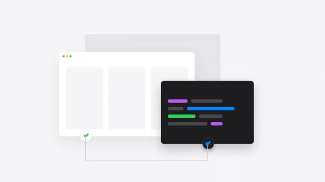 Minimalist UI design concept featuring a web browser window and code editor interface.