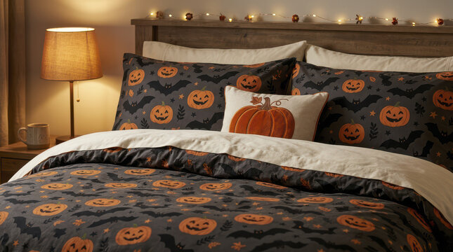 Halloween bedroom decor pumpkin pillow jack o lantern bedding set
